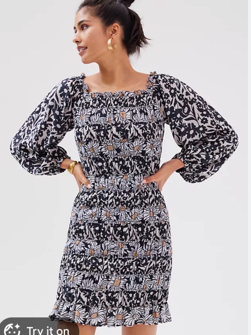 Smocked Off-the-Shoulder mini dress from Anthropologie. NWT!